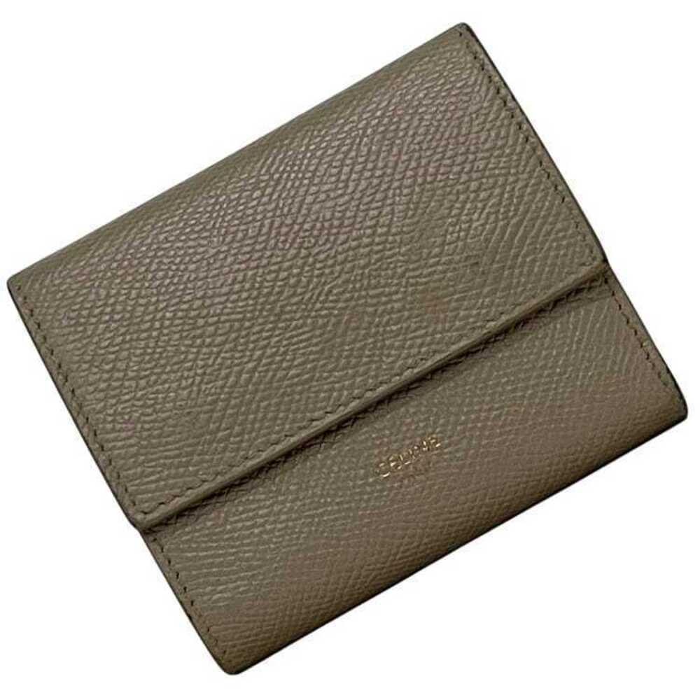 Celine Trifold Wallet Beige Compact Leather Tan